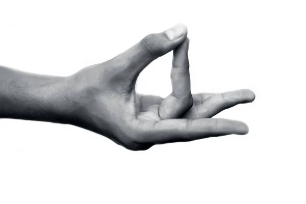 Ανθρώπινο Χέρι Κάνει Akash Yoga Mudra Απομονώνονται Λευκό Χρώμα Αδιάλειπτη — Φωτογραφία Αρχείου