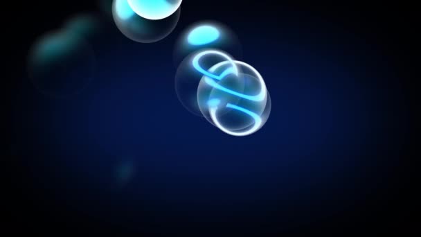 Barevné Neonově Zbarvené Bubliny Animace Přes Modré Barevné Pozadí Rozlišení — Stock video