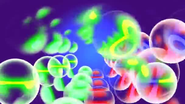 彩色霓虹灯泡沫动画在黑色背景上以4K解析度Uhd移动 — 图库视频影像