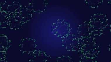 4k UHD çözünürlükte mavi arkaplanı olan yaratıcı soyut yıldız benzeri baloncuklar.