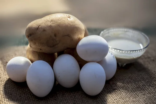 Potato Egg White Face Mask Achieve Natural Glowing Skin Brown — Stock Photo, Image