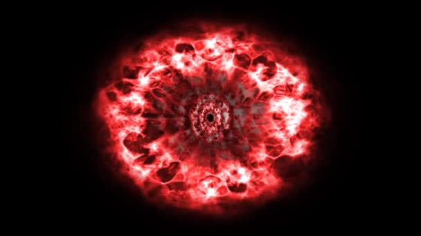 Dynamique onde de choc de couleur rouge ou animation d'onde de feu de couleur néon sur fond noir en pleine résolution 1080 Hd. Animation abstraite de fond superposé .