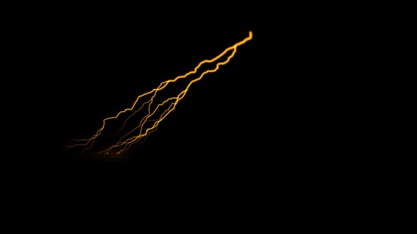 のオーバーレイ背景に対する反応と黒の背景に現実的な落雷アニメーション黄金の色 Hd解像度のシネマ要素 — ストック動画