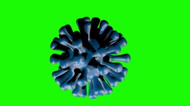Mavi renkli koronavirüs modeli, mavi arkaplan üzerinde izole edilmiş..