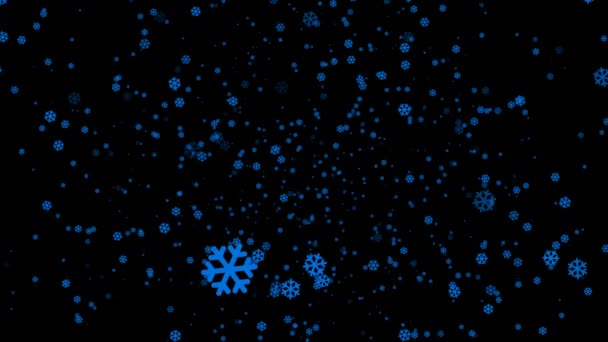 フルHd解像度で黒の背景に創造的な現実的な降雪アニメーション — ストック動画