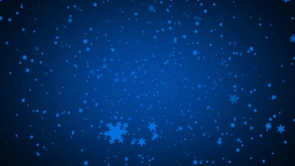 Blauw Gekleurde Sneeuwval Animatie Een Blauw Gekleurde Achtergrond — Stockvideo