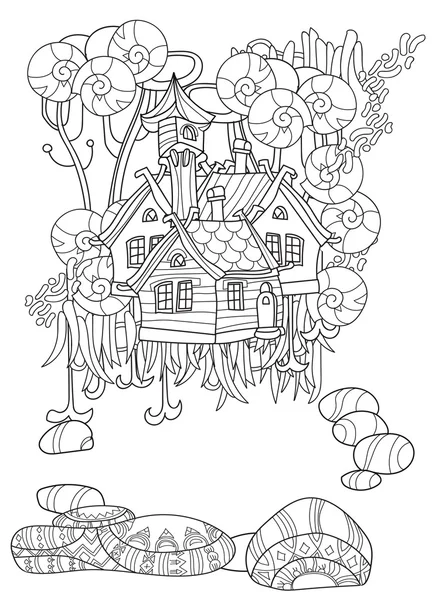 Vektör şirin peri masalı kasaba doodle