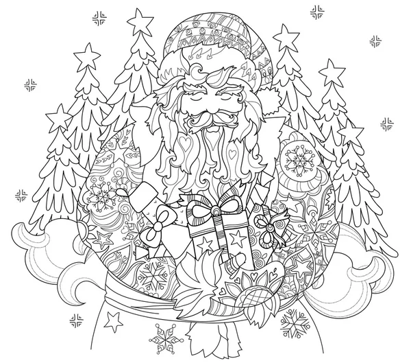 Vector cute christmas fairy tale town doodle. — Stock Vector