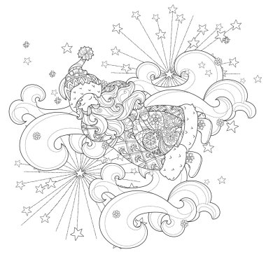 Vektör sevimli Noel masal şehir doodle.