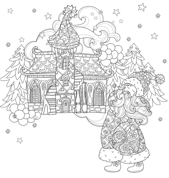 Vecteur mignon noël conte de fées ville doodle . — Image vectorielle