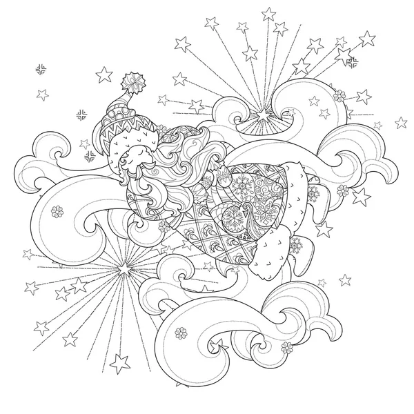 Vecteur mignon noël conte de fées ville doodle . — Image vectorielle