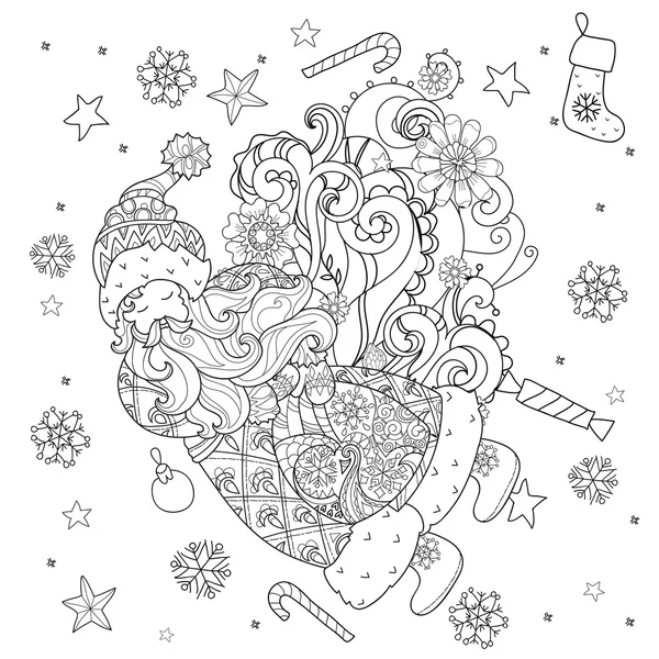 Vector bonito Natal conto de fadas cidade doodle . —  Vetores de Stock