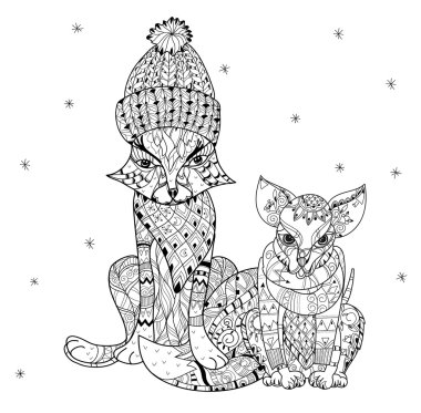 Elle çizilmiş doodle anahat chihuahua köpek boho kroki