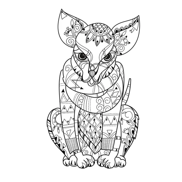 Hand getrokken doodle overzicht chihuahua hond boho schets — Stockvector