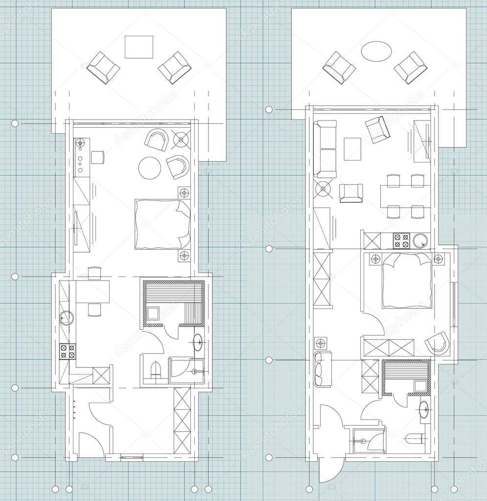 Standard Living Room Furniture Symbols Set Stock Vector C Yazzik