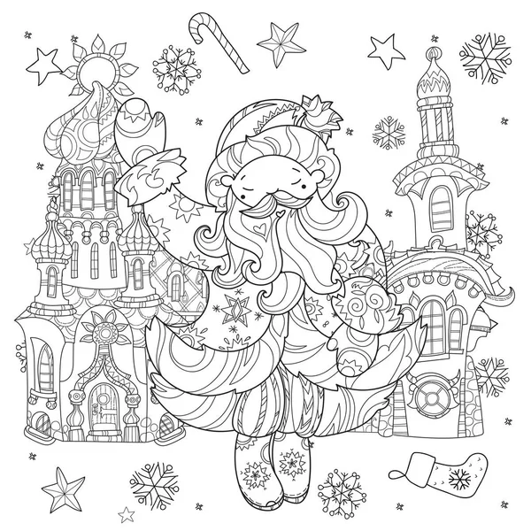 Διάνυσμα χαριτωμένο χριστουγεννιάτικο παραμύθι πόλη doodle. — Διανυσματικό Αρχείο