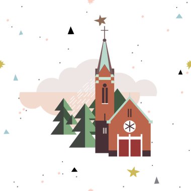 Avrupa köy veya Fransa kasaba düz stil gösteren resim