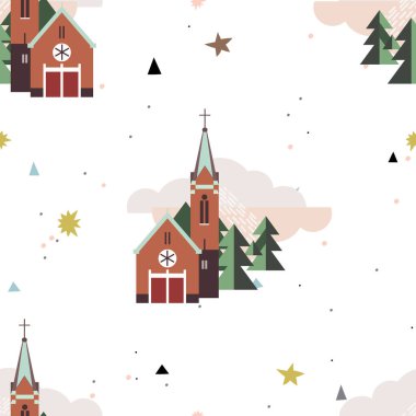 Avrupa köy veya Fransa kasaba düz stil gösteren resim