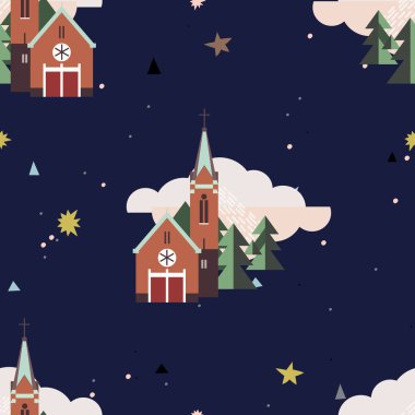 Avrupa köy veya Fransa kasaba düz stil gösteren resim