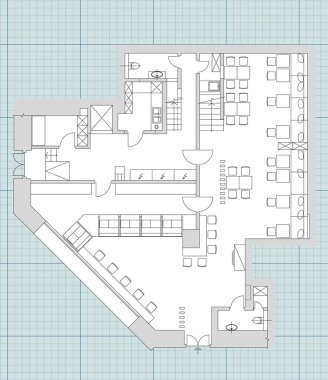 Standart kafe mobilyaları semboller kat planları