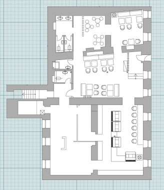 Standart kafe mobilyaları semboller kat planları