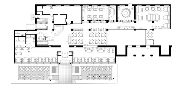 Café standardowe meble symbole na plany pięter — Wektor stockowy