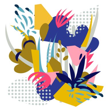 Soyut çiçek elementleri kağıt kolajı