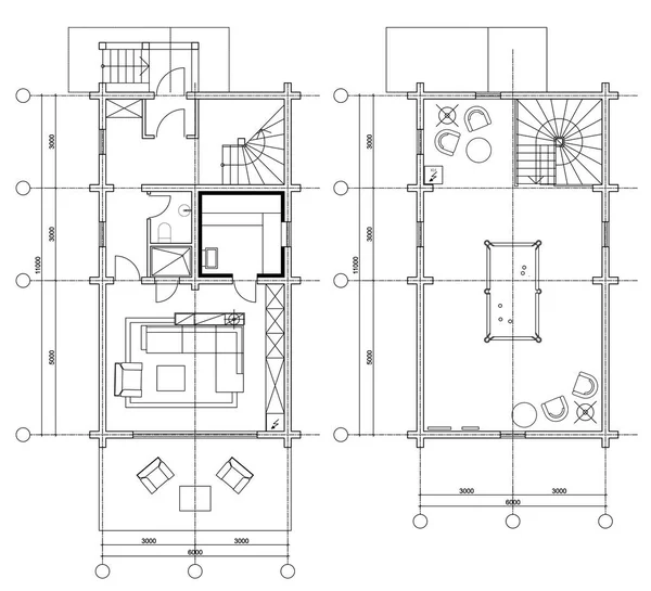 Standard-Möbelsymbole in der Architektur — Stockvektor