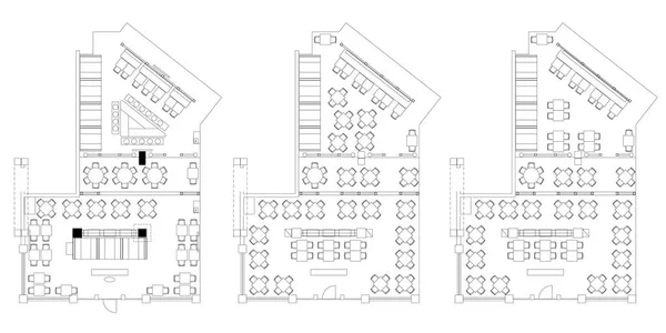 Standaard café meubilair symbolen op plattegronden — Stockvector