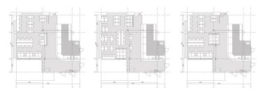 Standart kafe mobilyaları semboller kat planları