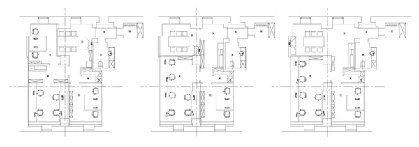 Ensemble de symboles de mobilier de bureau standard — Image vectorielle