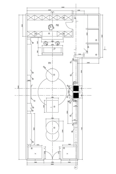 Símbolos de muebles de oficina estándar en planos de planta — Archivo Imágenes Vectoriales