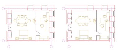 Standart office mobilya semboller kat planları