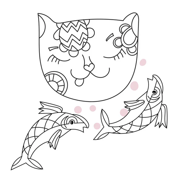 Mão desenhado doodle delinear gato —  Vetores de Stock