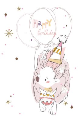 Sevimli kirpi elden çizilmiş doodle