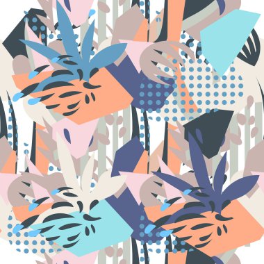 Soyut çiçek elementleri kağıt kolajı