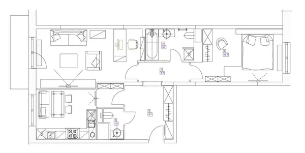 Standard living room furniture symbols set