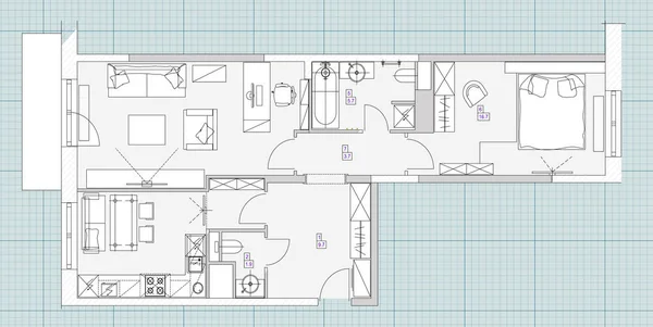 Conjunto de símbolos de muebles de salón estándar — Archivo Imágenes Vectoriales