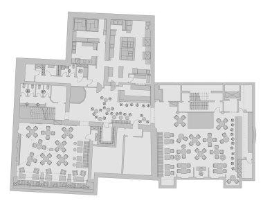 Standart kafe mobilyaları semboller kat planları