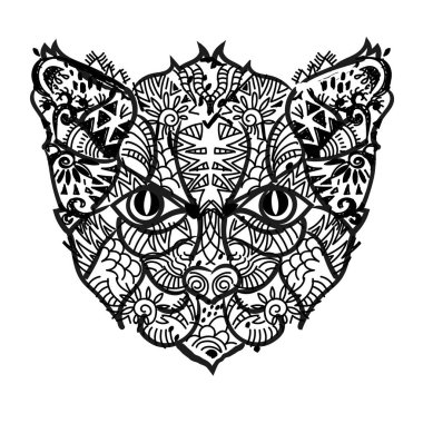 El çizilmiş doodle anahat kedi başlığı