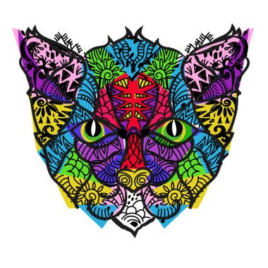El çizilmiş doodle anahat kedi başlığı