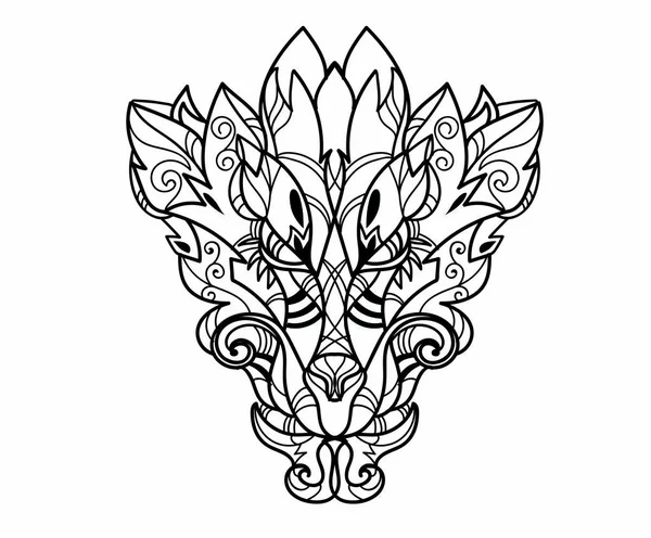 Dragon hoofd hand getrokken schets. — Stockvector