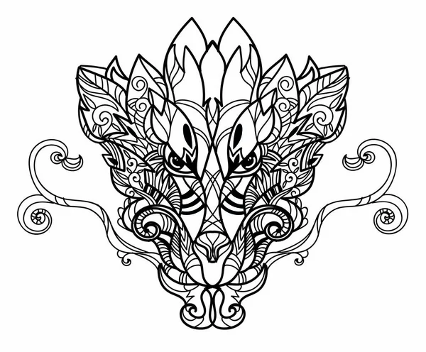 Dragon head hand drawn sketch. — Stock Vector