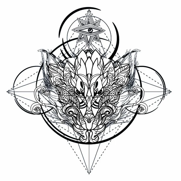 Ejderha başlı çizilmiş kroki el.