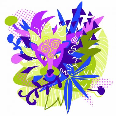 Soyut çiçek elementleri kağıt kolajı