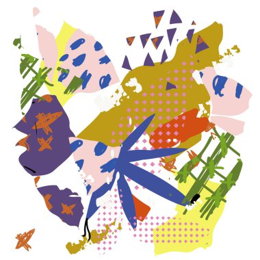 Soyut çiçek elementleri kağıt kolajı