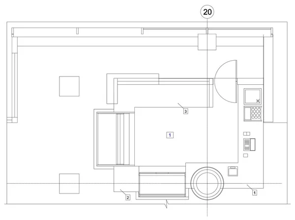 Mimari planları içinde kullanılan standart mobilya sembolleri — Stok Vektör