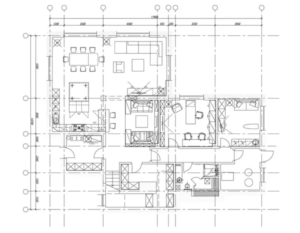 建築で使用される標準的な家具の記号 — ストックベクタ