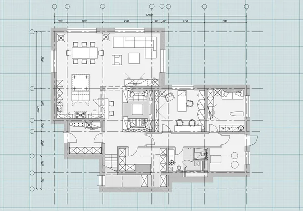 Símbolos de mobiliario estándar utilizados en arquitectura — Vector de stock