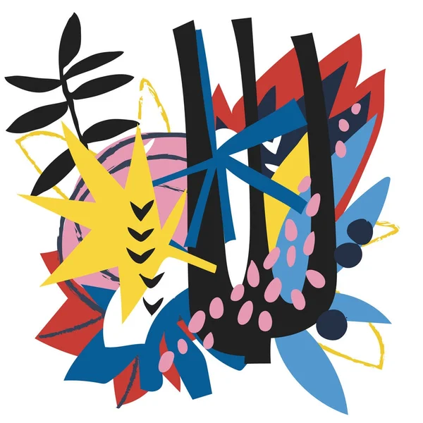 Eléments floraux abstraits collage papier — Image vectorielle